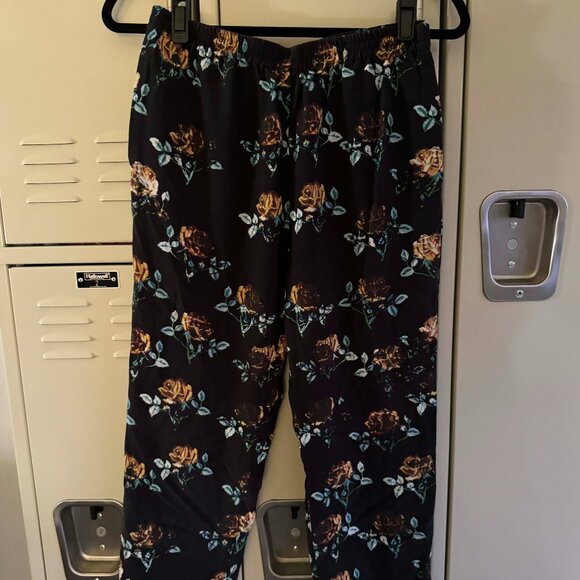 Thakoon Collective Black Yellow Floral High Genuine Silk Comfy Pants SZ 2 - Picture 4 of 7